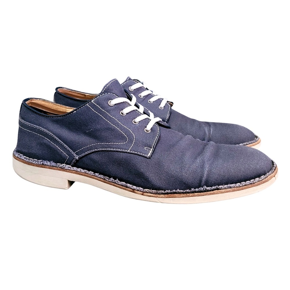 John Varvatos USA Derby Shoes Men's Size 11.5 Blue Canvas Denim Lace Up F2169Q1B